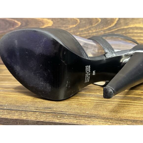 Cathy Jean Black Leather Platform Strappy Heel Goth Domme Baddie Clubwear Sexy - Picture 7 of 13